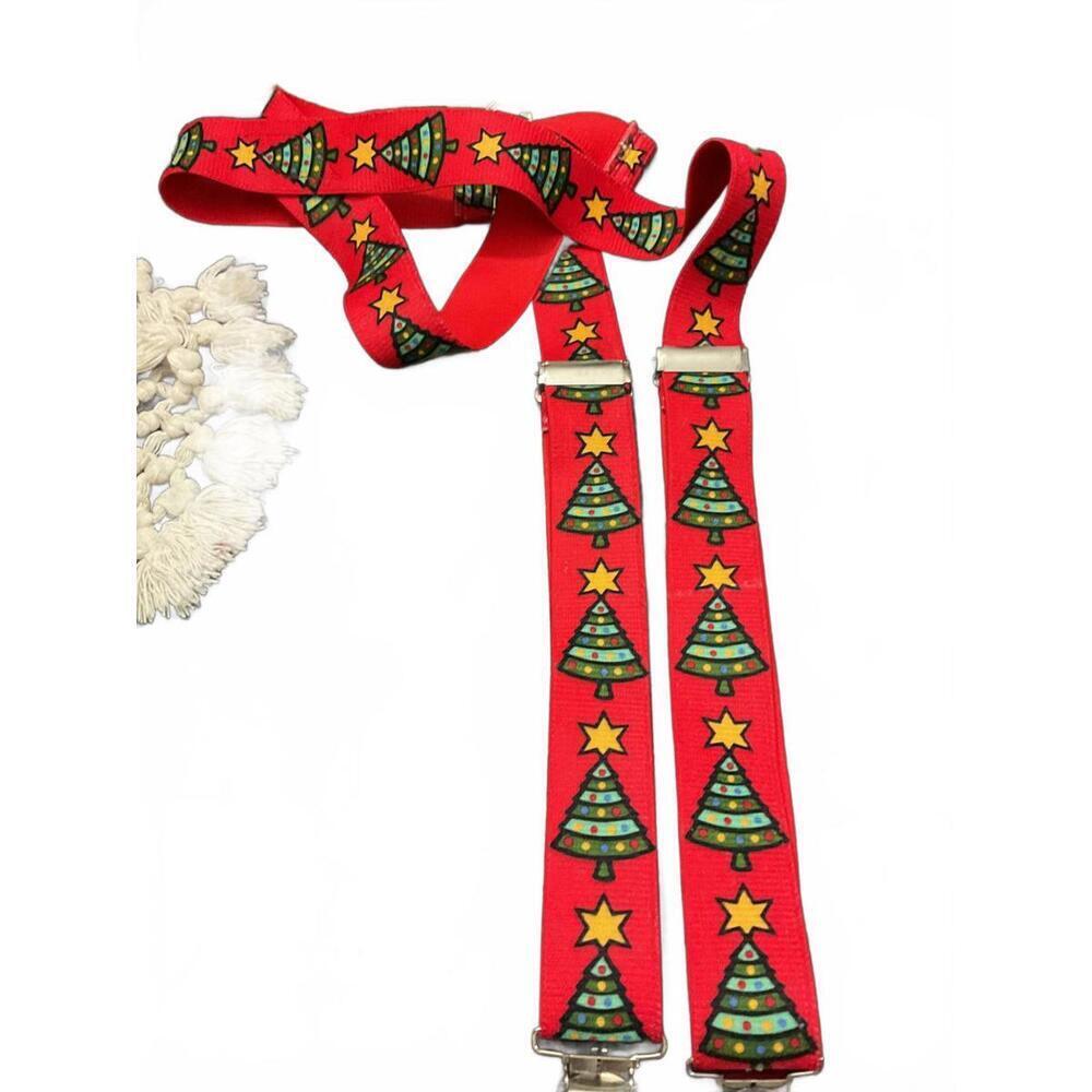 Red Christmas Tree Pattern Adjustable Suspenders
